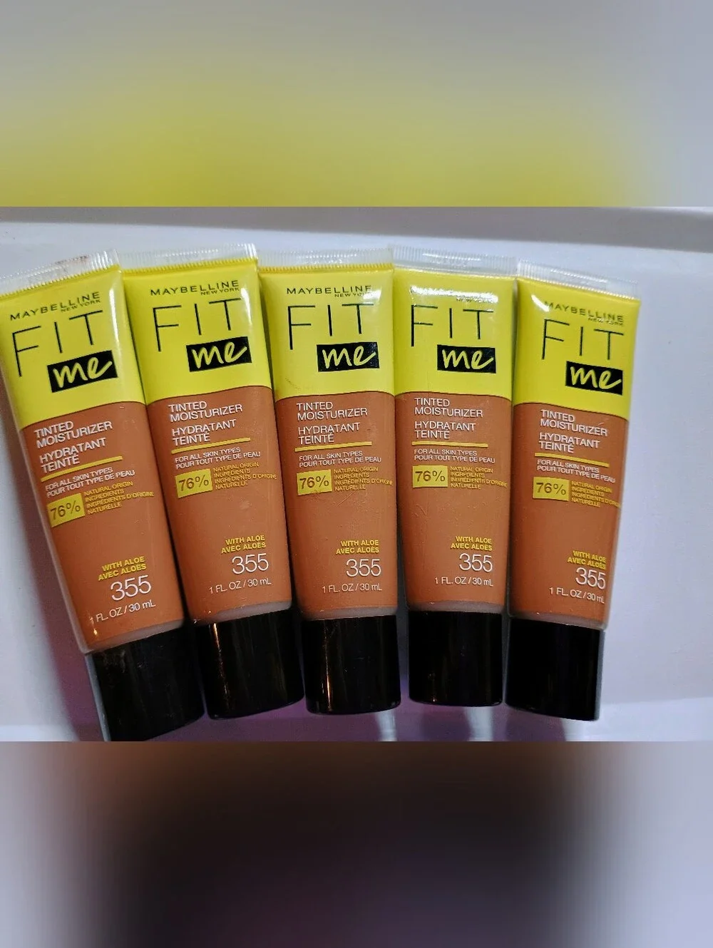 5 x Maybelline Fit Me Tinted Moisturizer, Natural Coverage, 355
